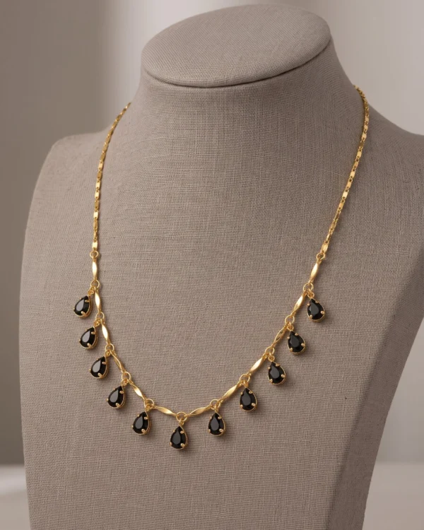 Black Drop Chain Necklace