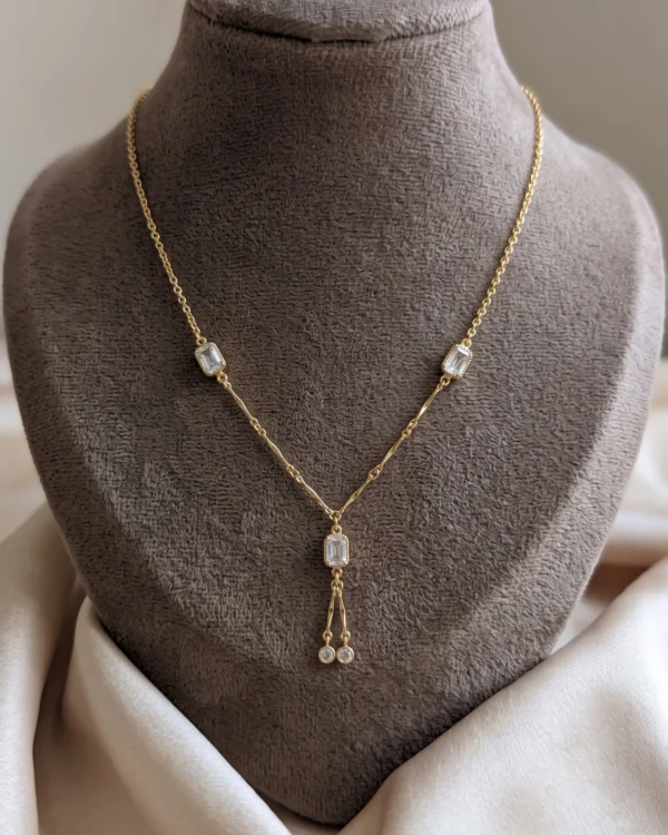 White Crystal Y Drop Necklace