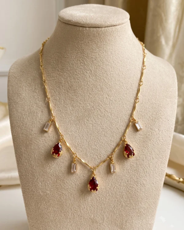 Red Drop Chain Necklace