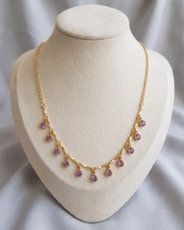 Purple Drop Chain Necklace
