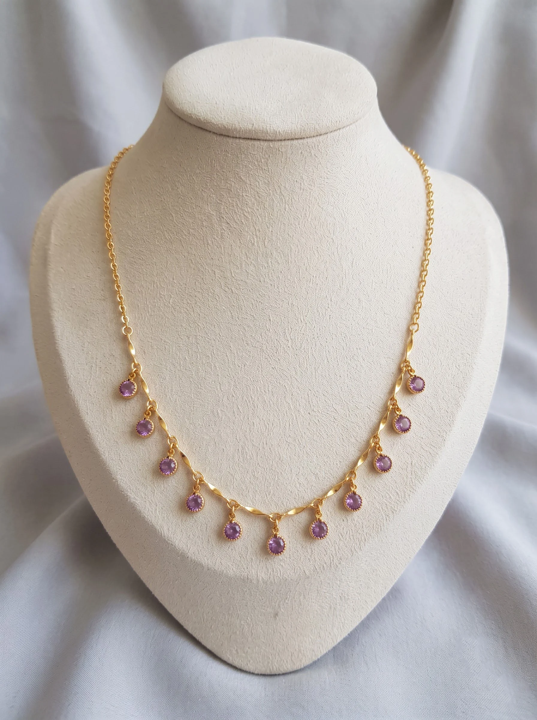Purple Drop Chain Necklace