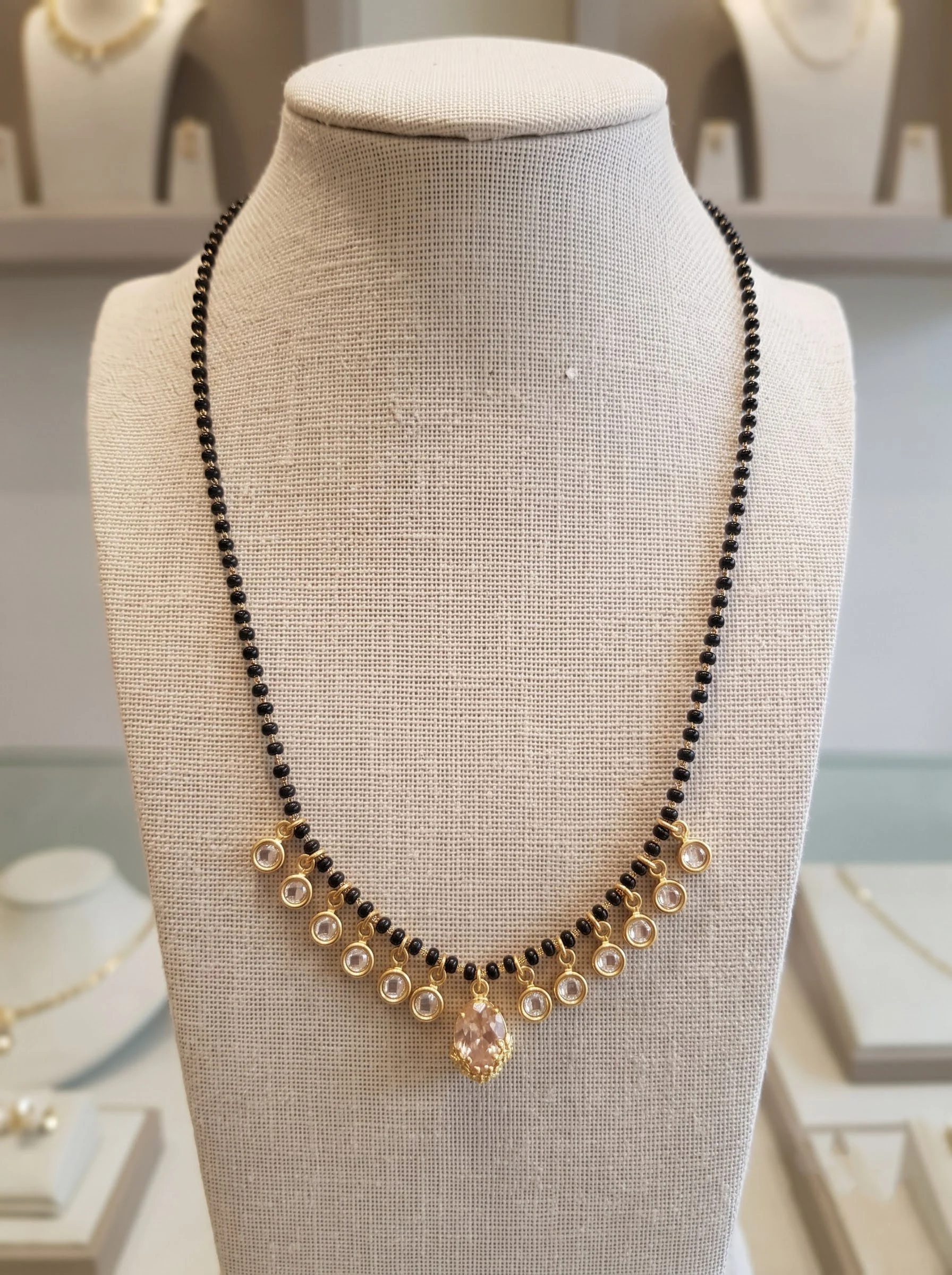 Black Beads Pearl Drop Mangalsutra - Image 2