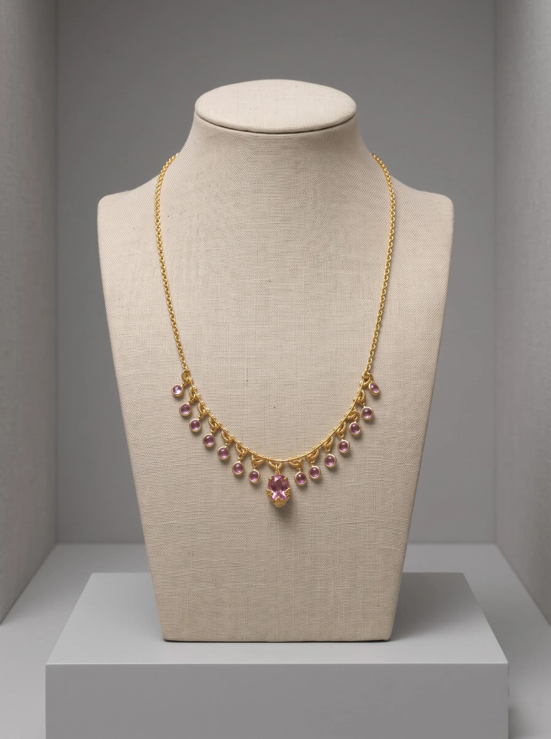 Pink Drop Chain Necklace