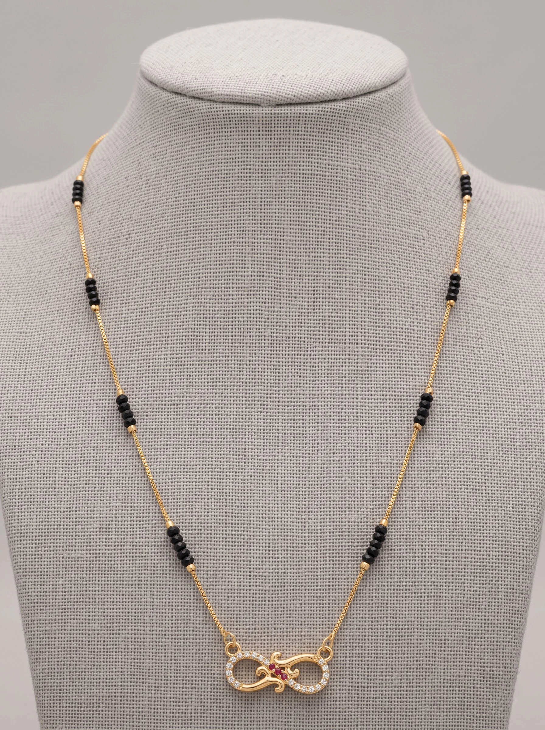 Infinity Sign Black Bead Necklace - Image 3