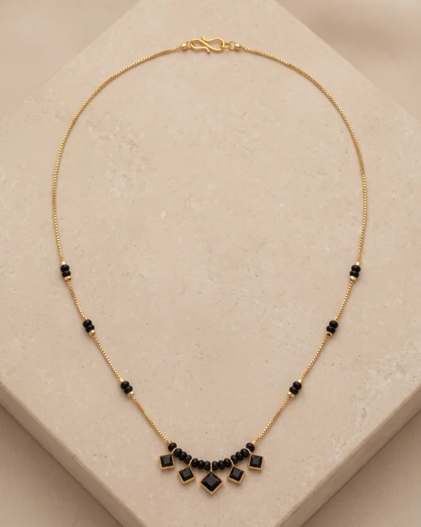 Black Square Bead Chain Necklace