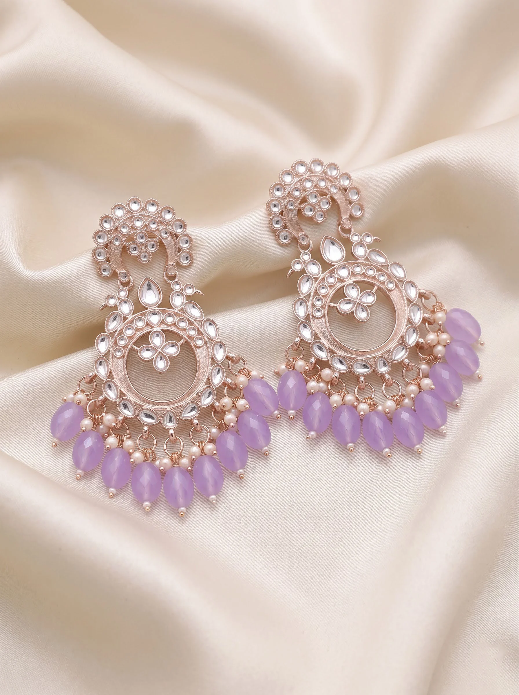 Purple Pearl Chandelier Earrings - Image 5