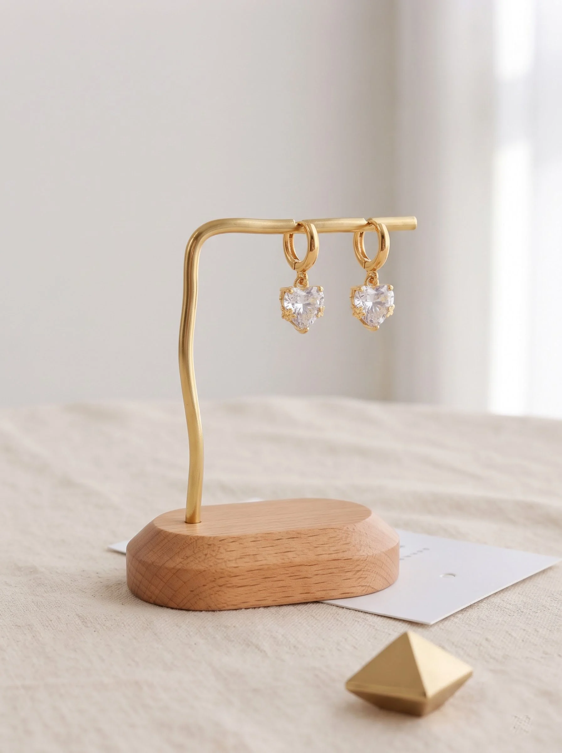 Golden White Heart Earrings(Chelvi-white) - Image 2