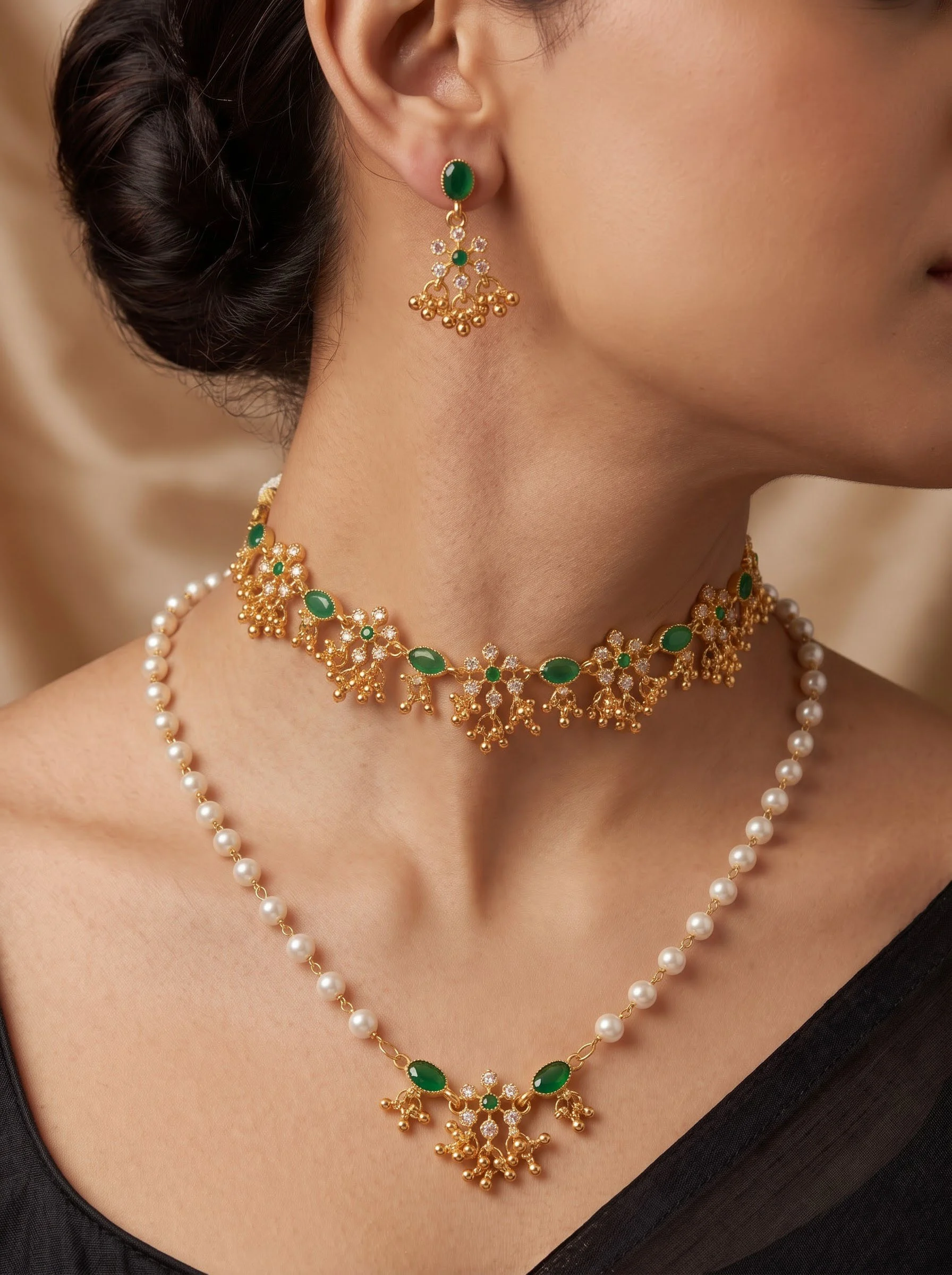 Green Pearl Layer Necklace - Image 5