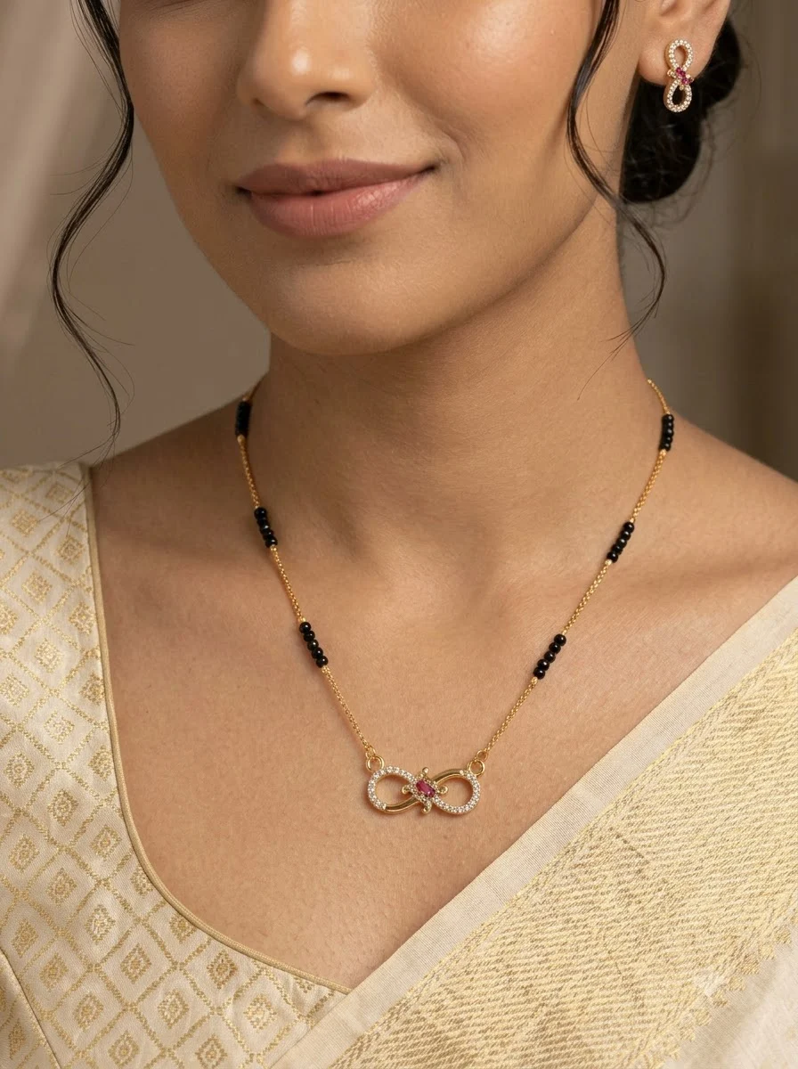 Infinity Sign Black Bead Necklace - Image 6
