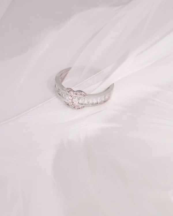 Silver Baguette Stone Ring