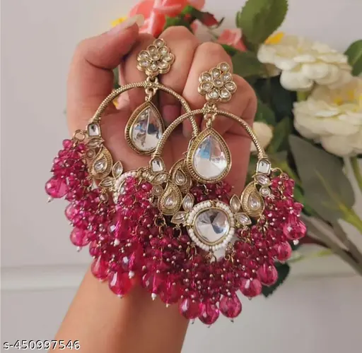 Pink Pearl Kundan Earrings