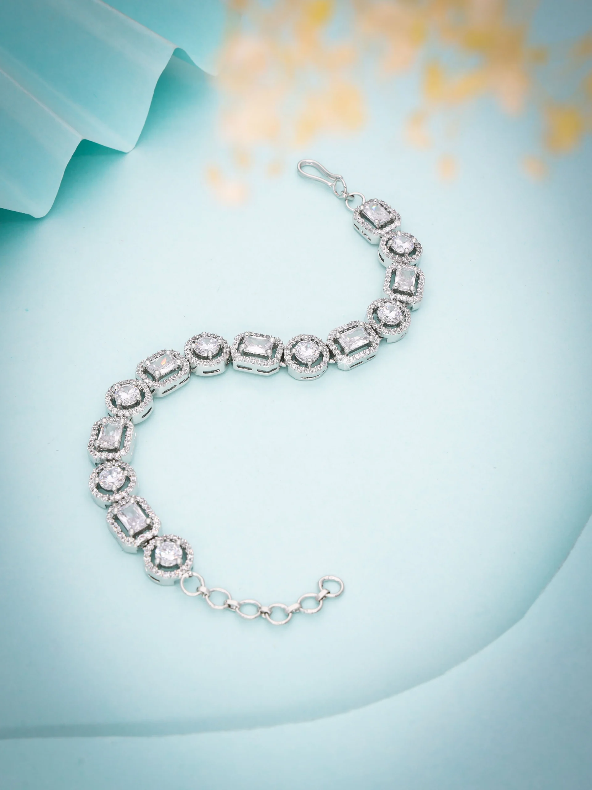 White Crystal Link Bracelet - Image 2