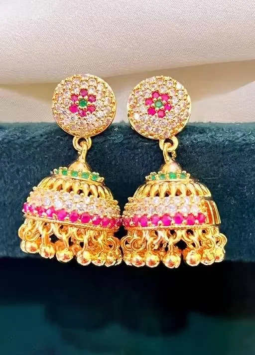 Elegant Gold Jhumka Earrings - Image 4