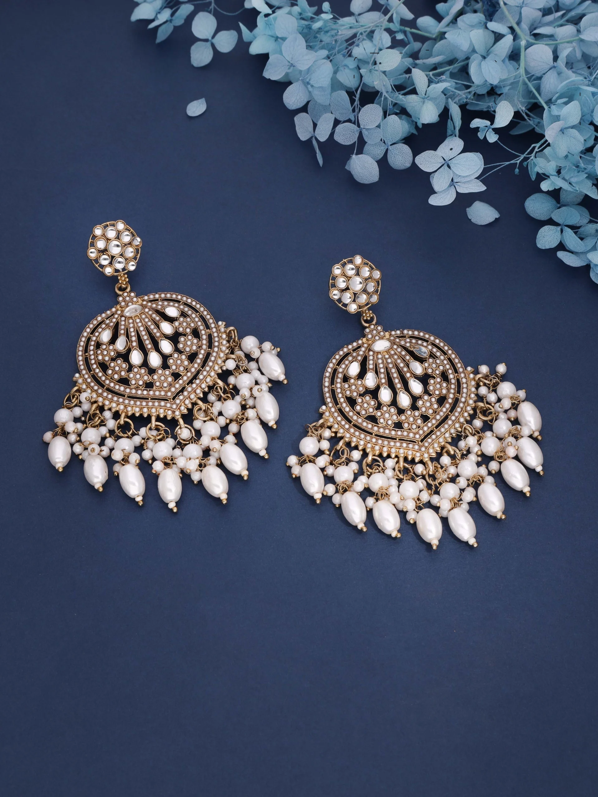 White Pearl Chandbali Earring