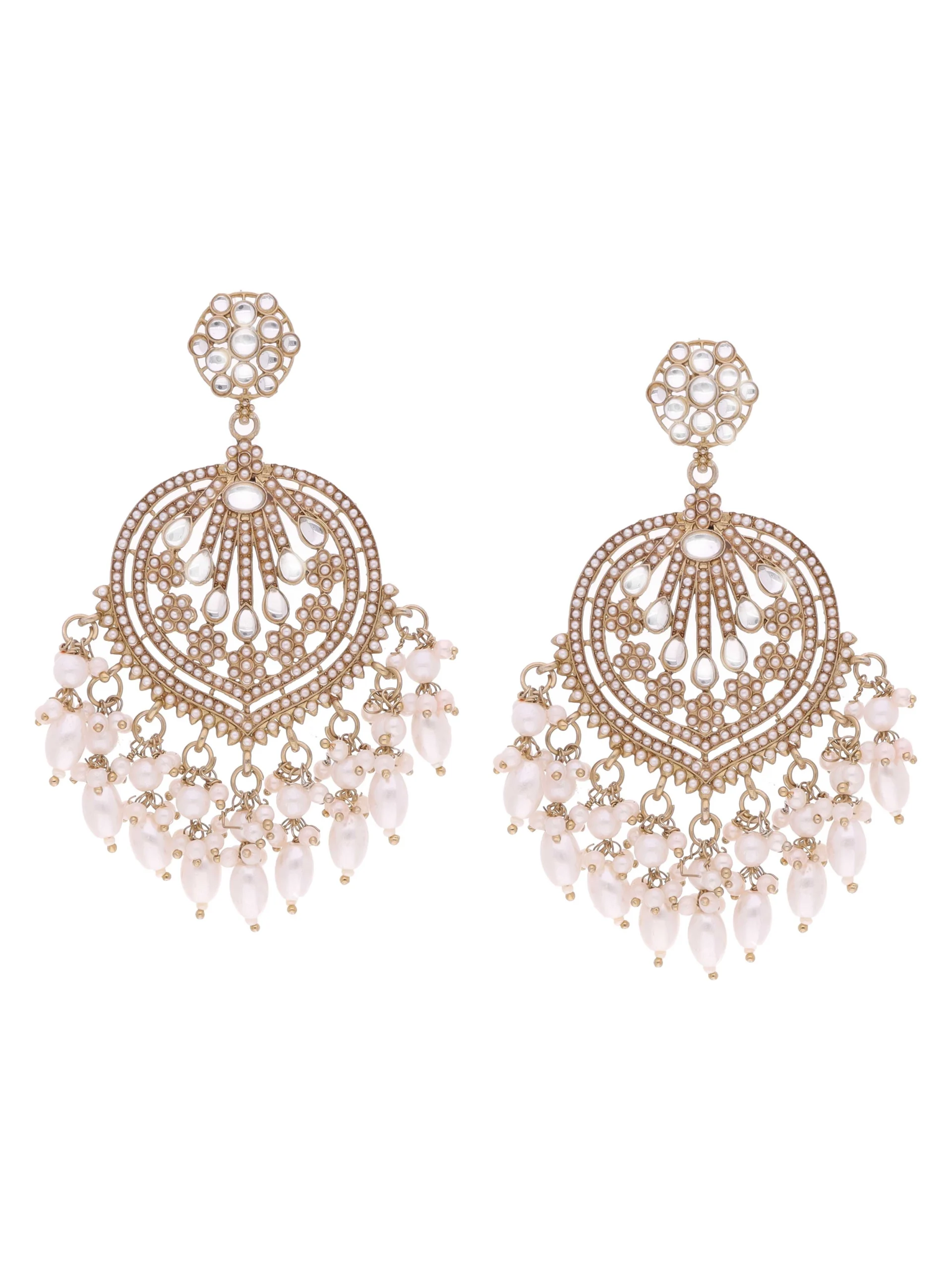 White Pearl Chandbali Earring - Image 4