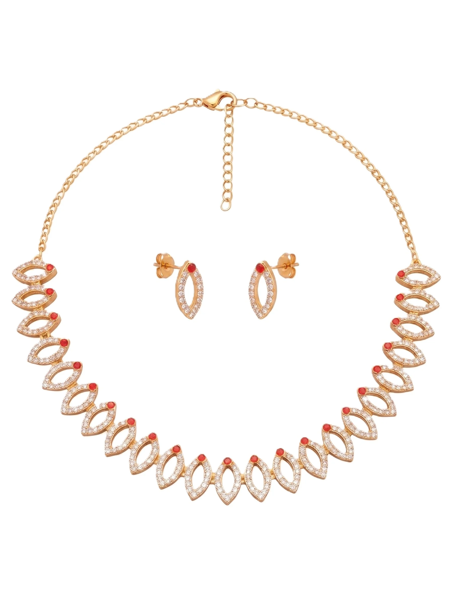 Golden Pink Leaf Necklace Set - Image 7