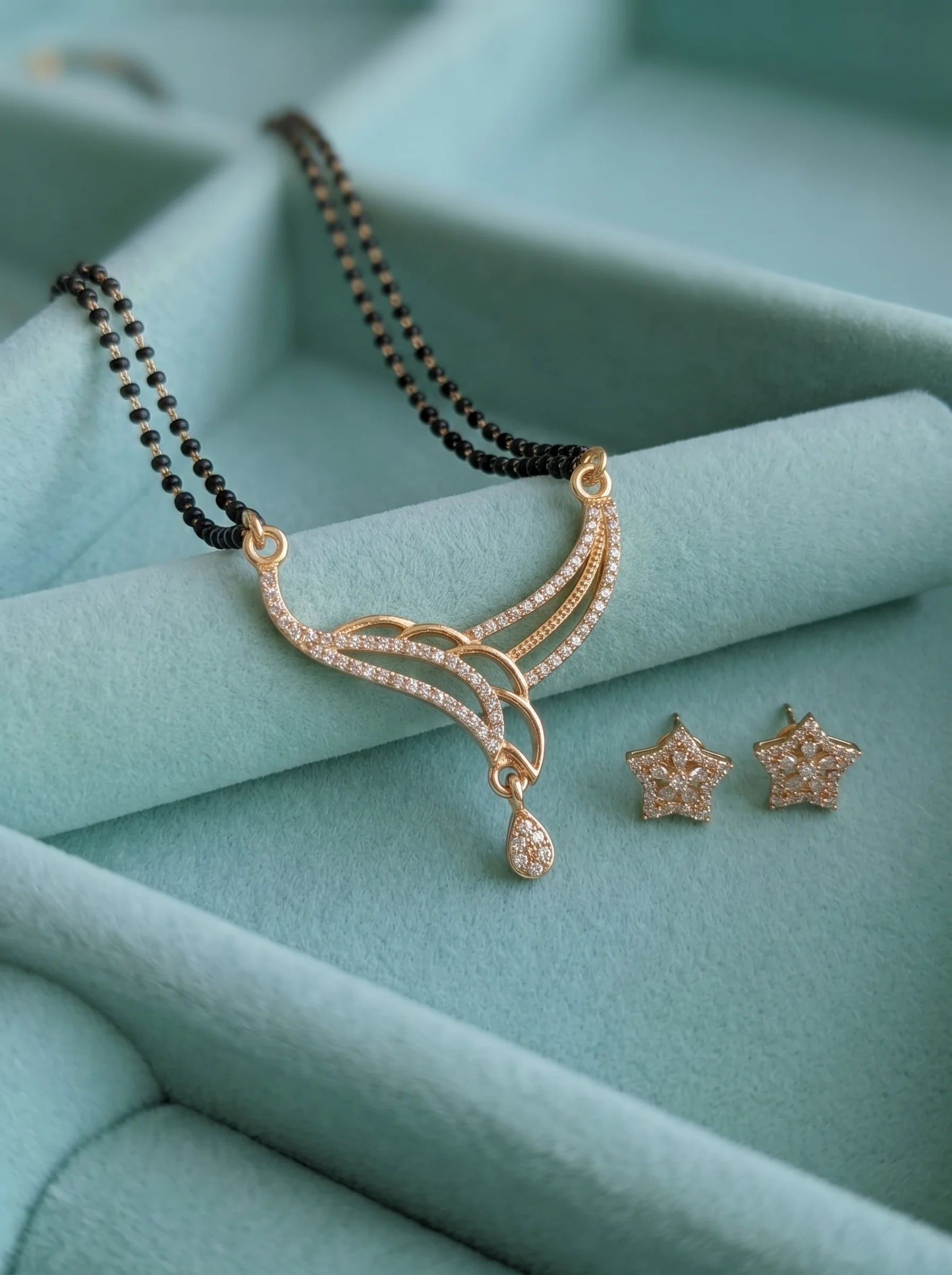 Gold Black Bead Mangalsutra - Image 2