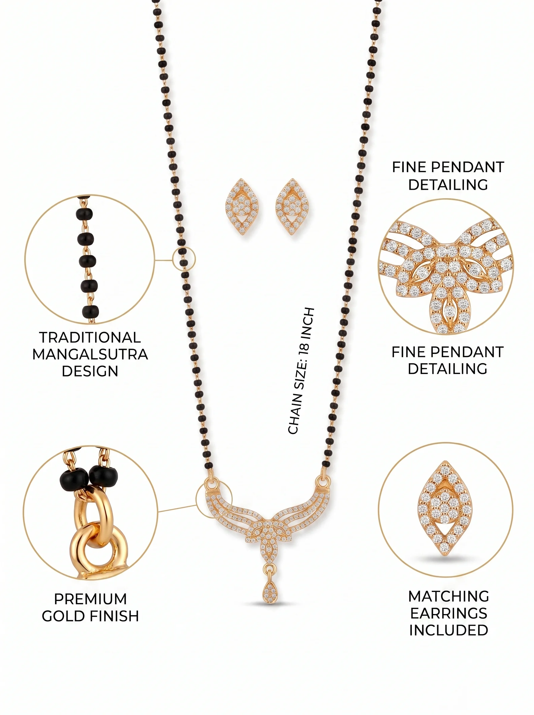 Golden Floral Curve Mangalsutra - Image 6