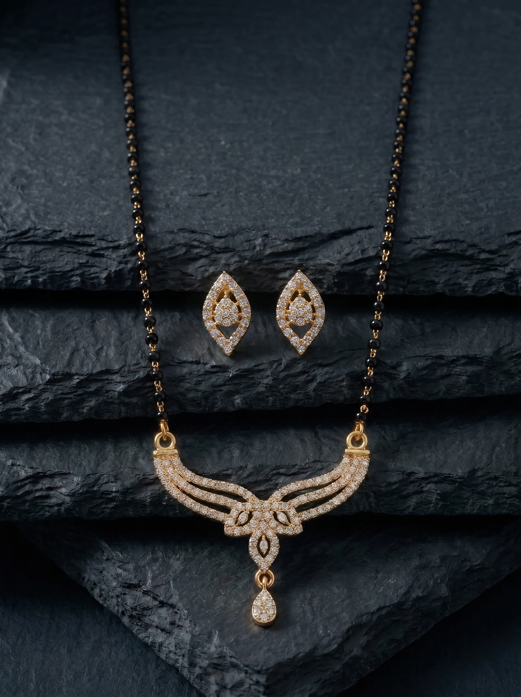 Golden Floral Curve Mangalsutra - Image 5