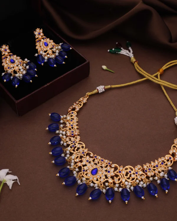 Royal Blue Bead Necklace Set