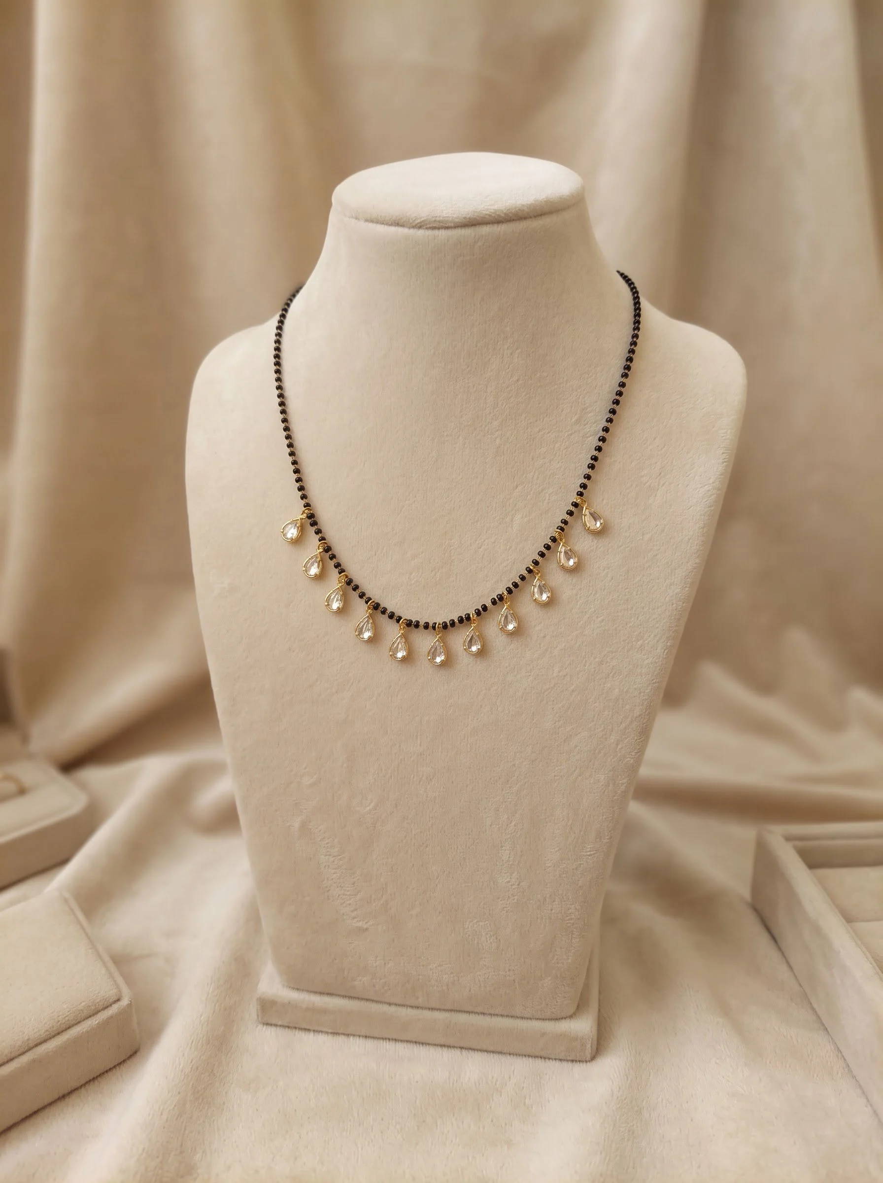 Pearl Drop Black Beads Mangalsutra - Image 2