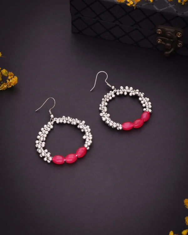 Pink Stone Accents Earrings