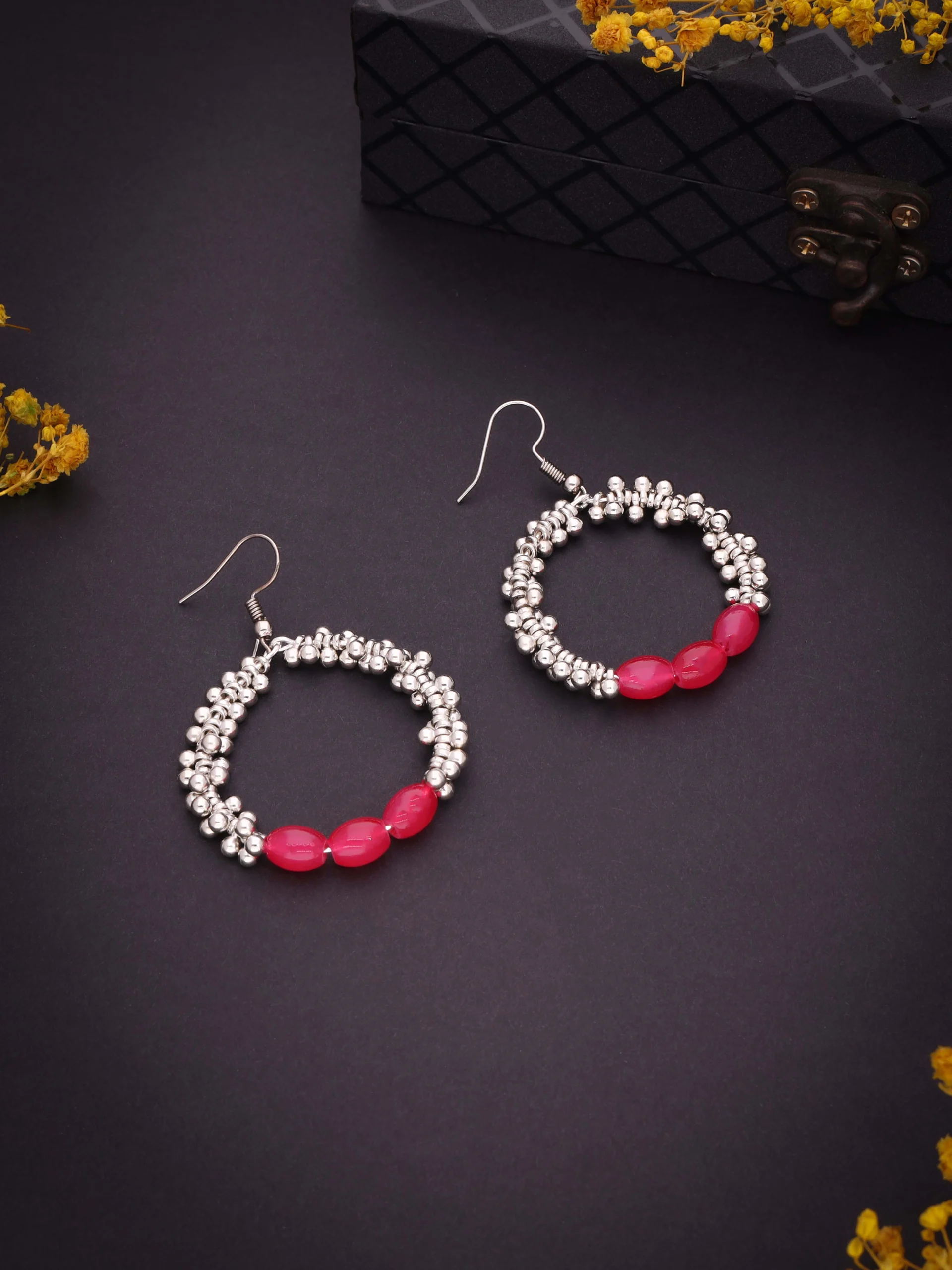 Pink Stone Accents Earrings