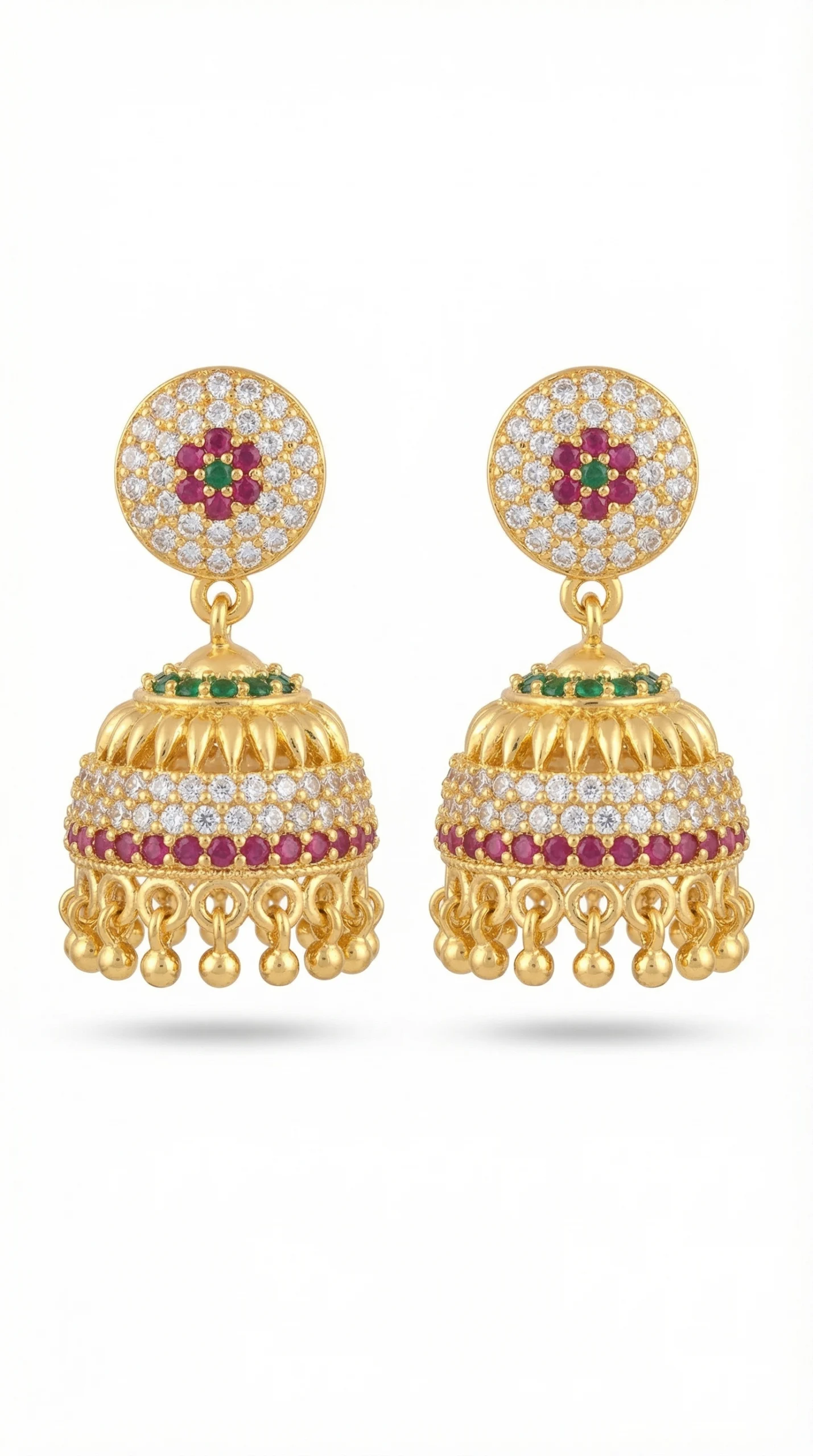 Elegant Gold Jhumka Earrings - Image 2