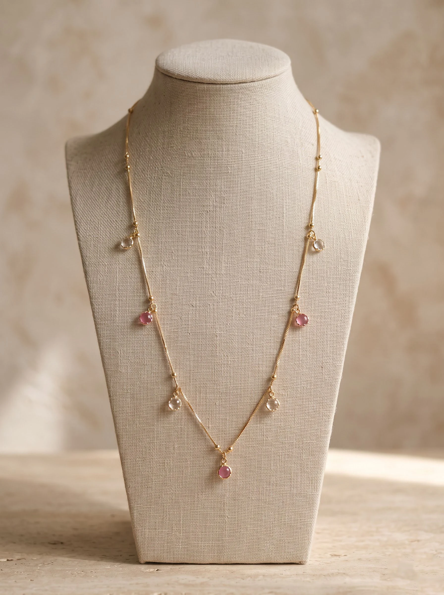 Multi Crystal Gold Necklace - Image 2
