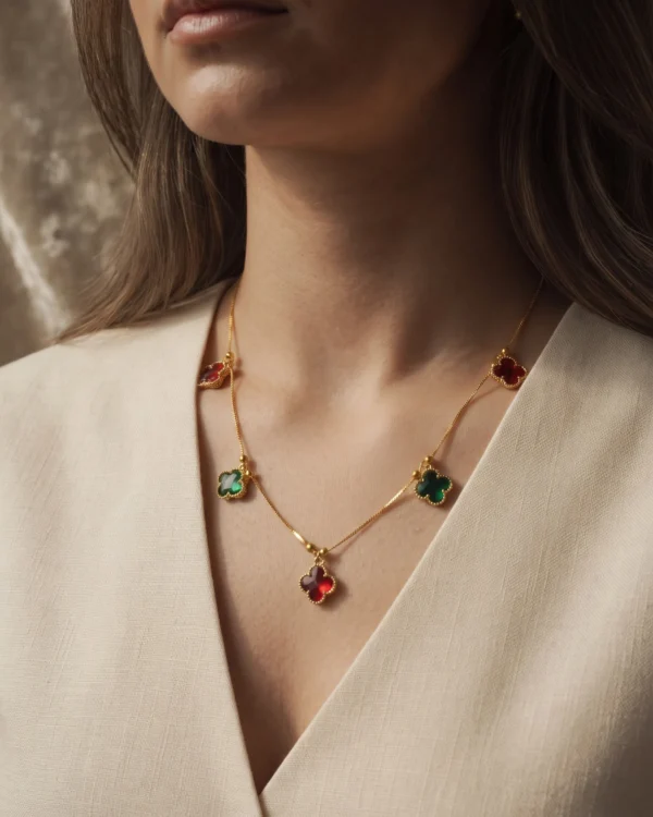 Colorful Flower Charm Necklace