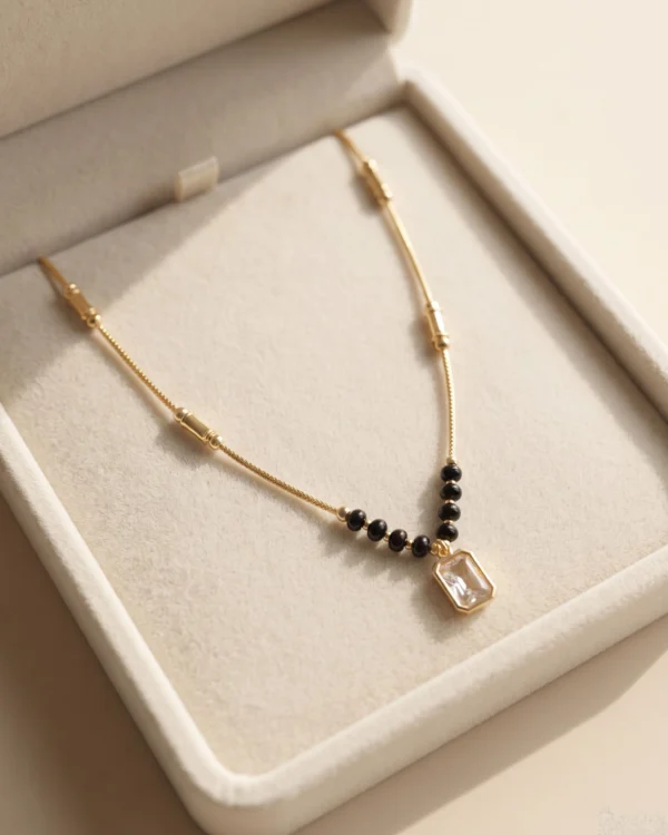 Square Stone Black Necklace