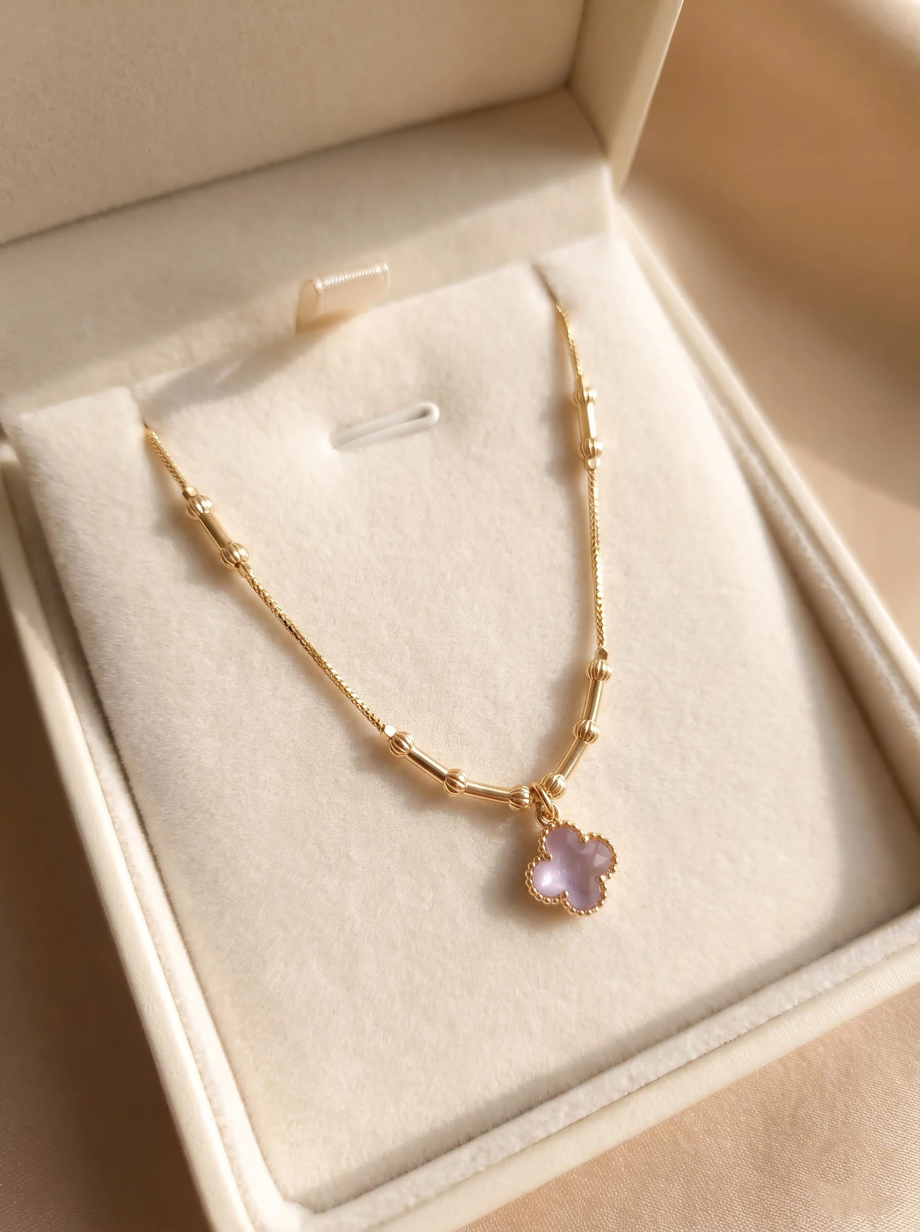 Pink Clover Gold Necklace - Image 2