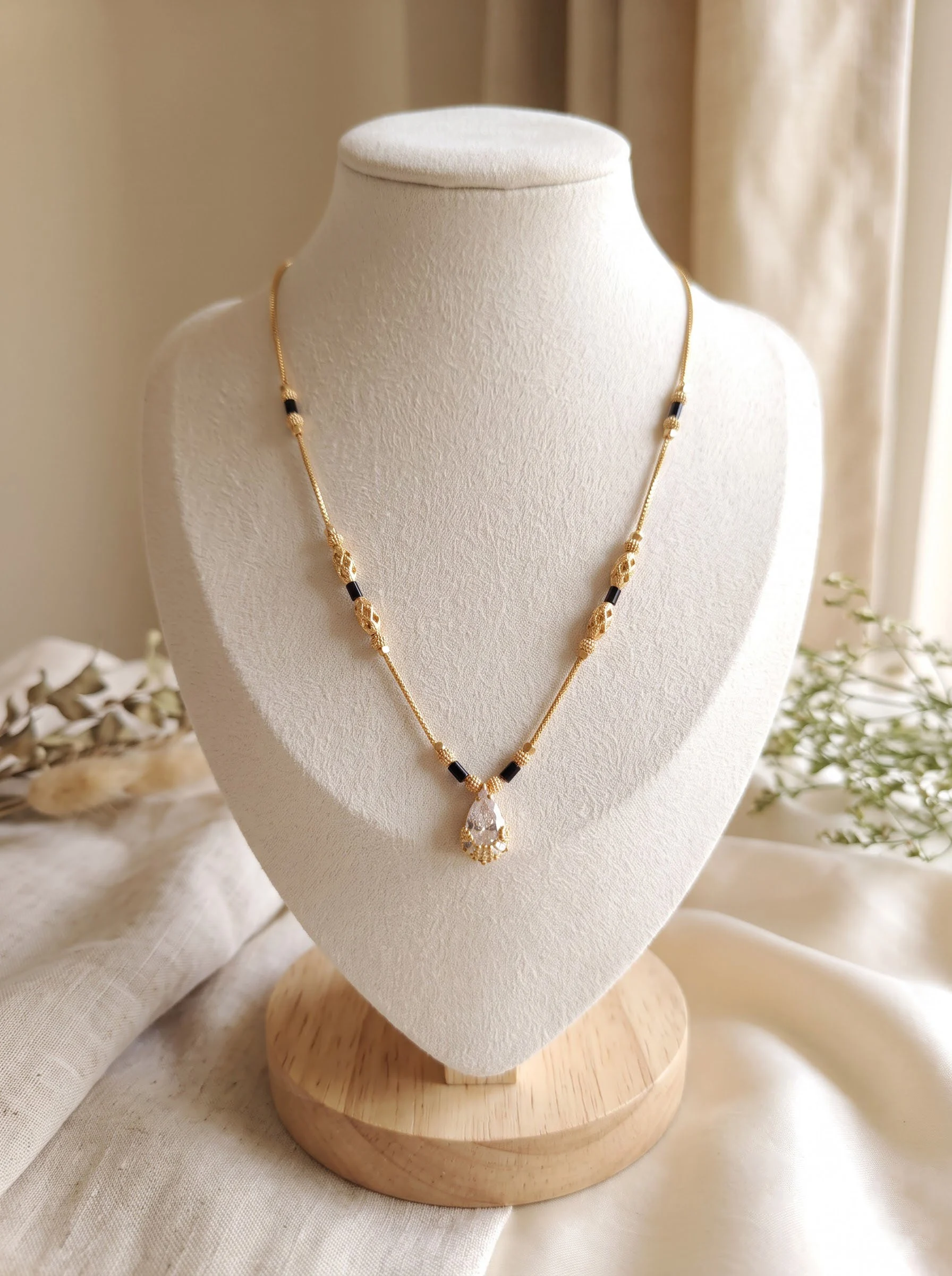 Gold Crystal Teardrop Necklace