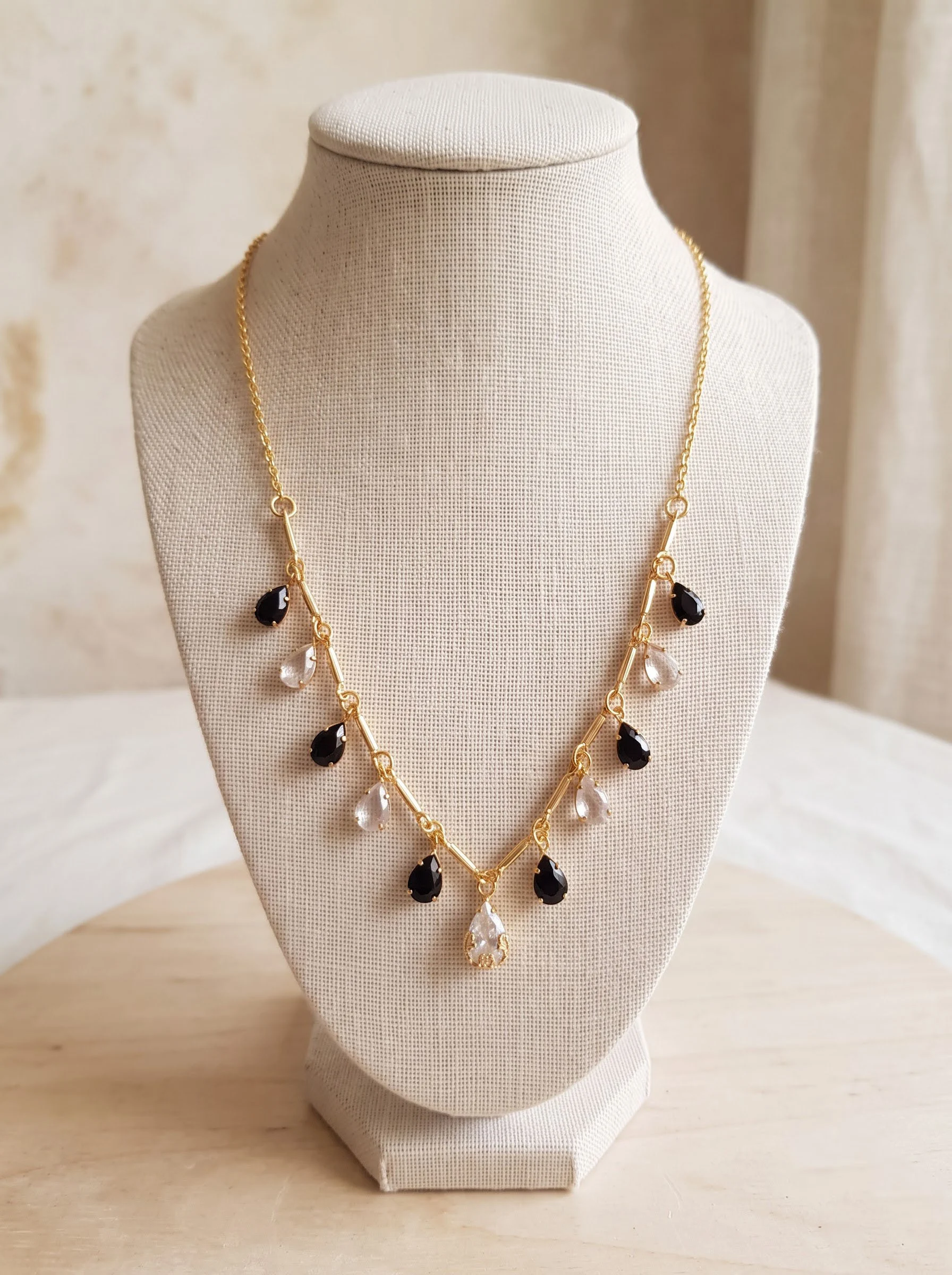 Black White Teardrop Necklace - Image 2