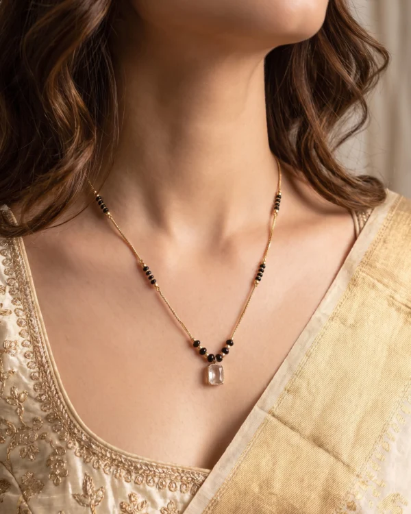 Rectangular Stone Black Necklace