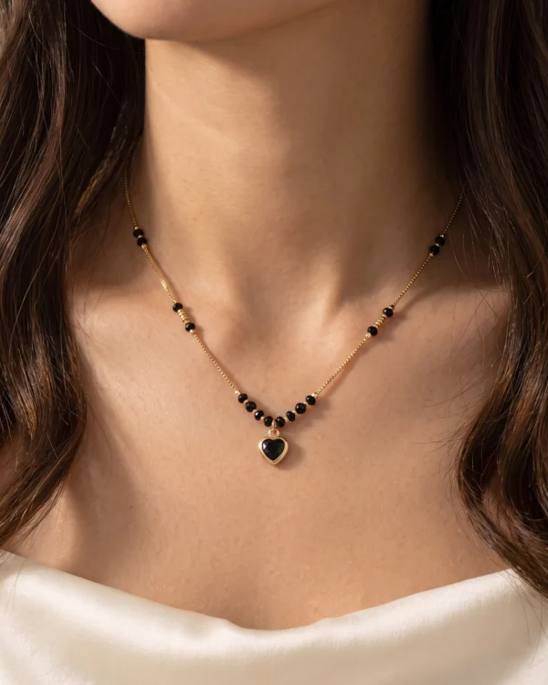 Black Stone Heart Necklace
