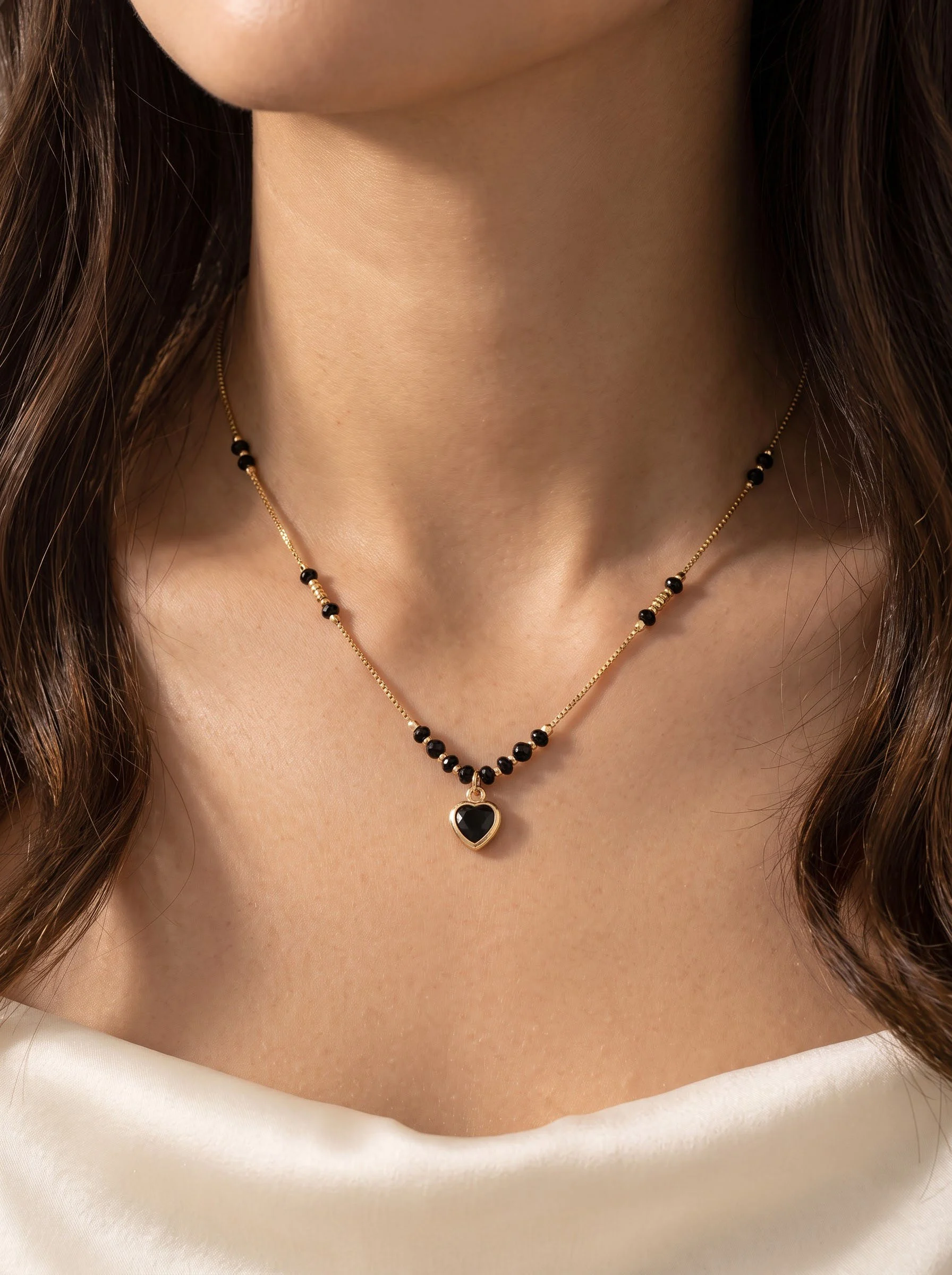 Black Stone Heart Necklace