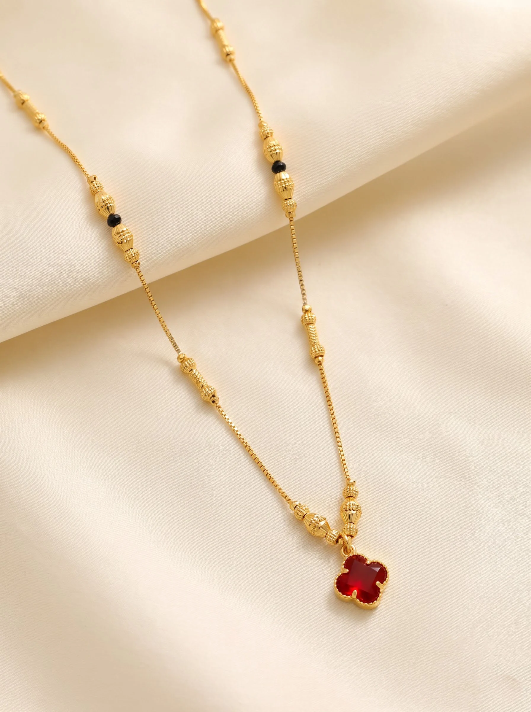 Ruby Flower Gold Necklace - Image 2