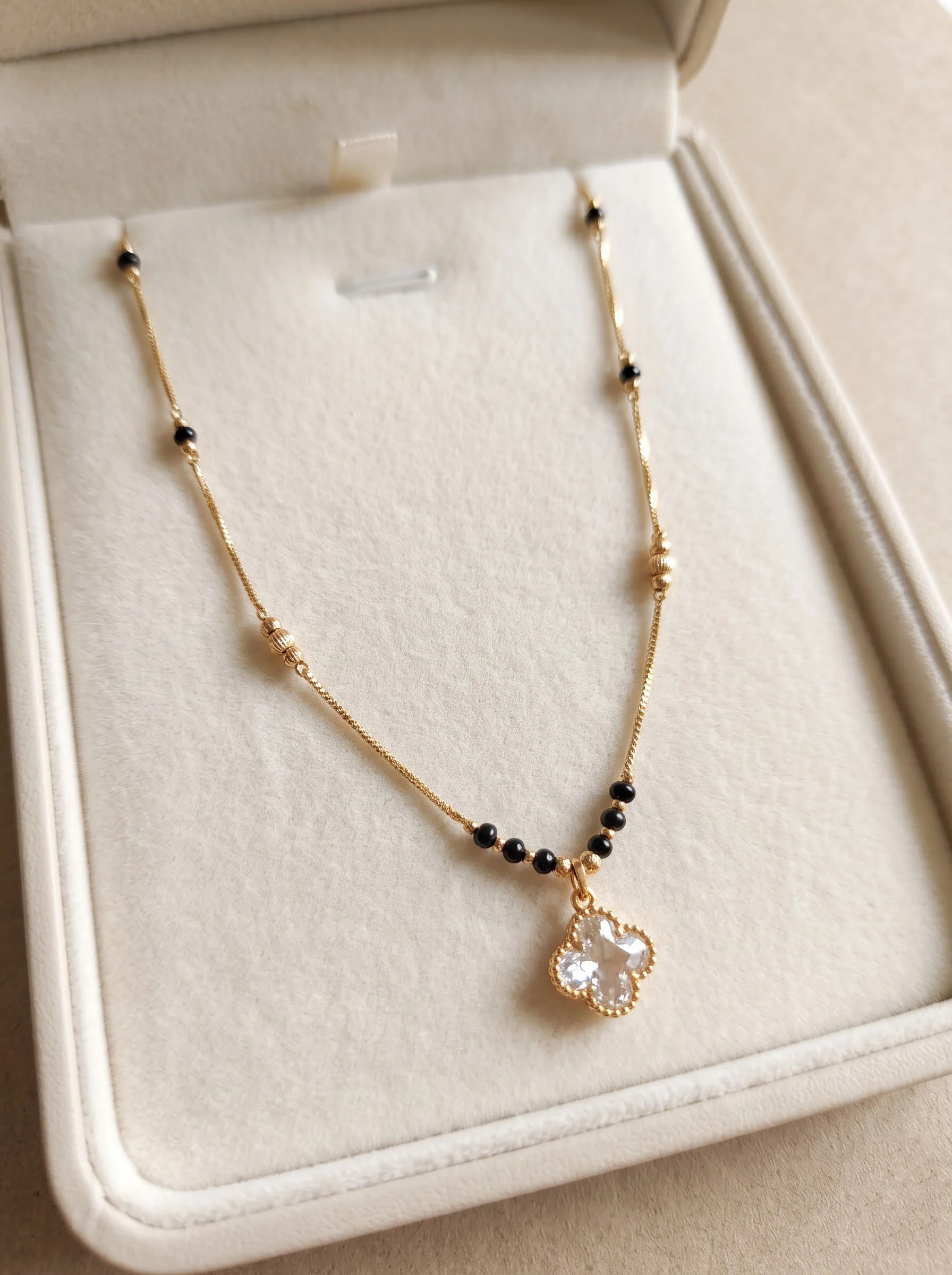 Clear Crystal Clover Necklace - Image 2