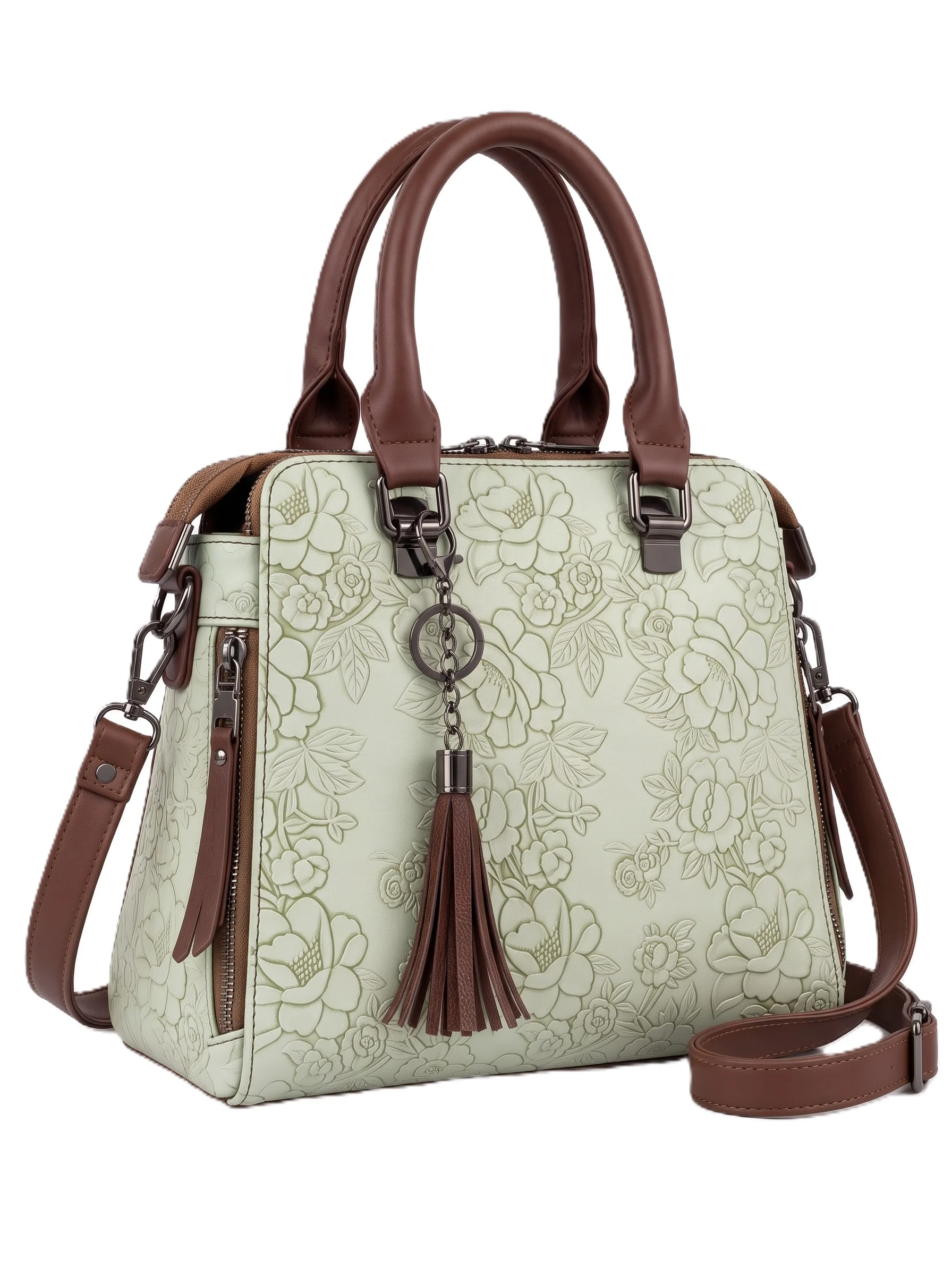 Mint Green Floral Handbag - Image 2