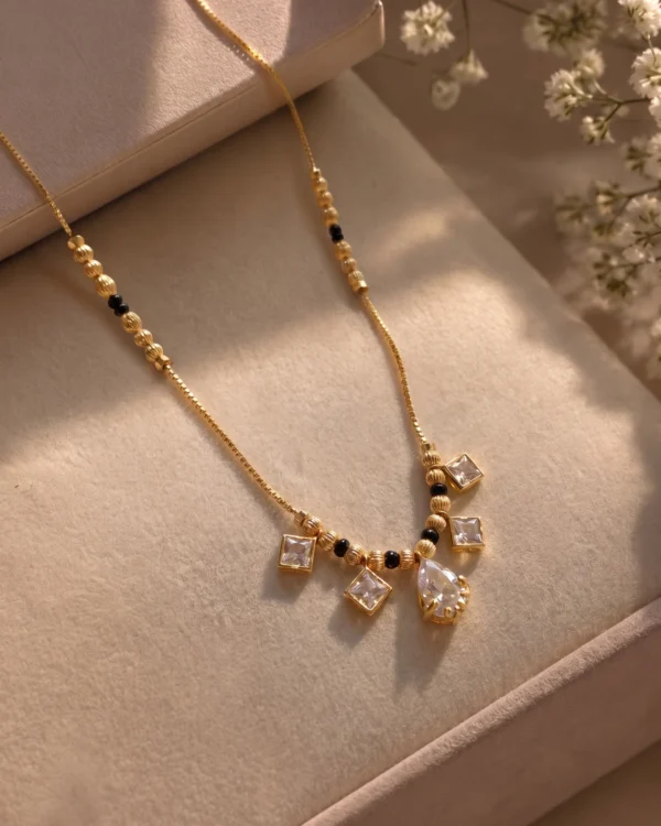 Square Crystal Gold Necklace