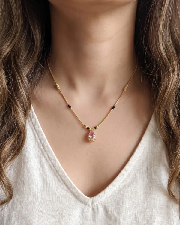 Pink Teardrop Stone Necklace