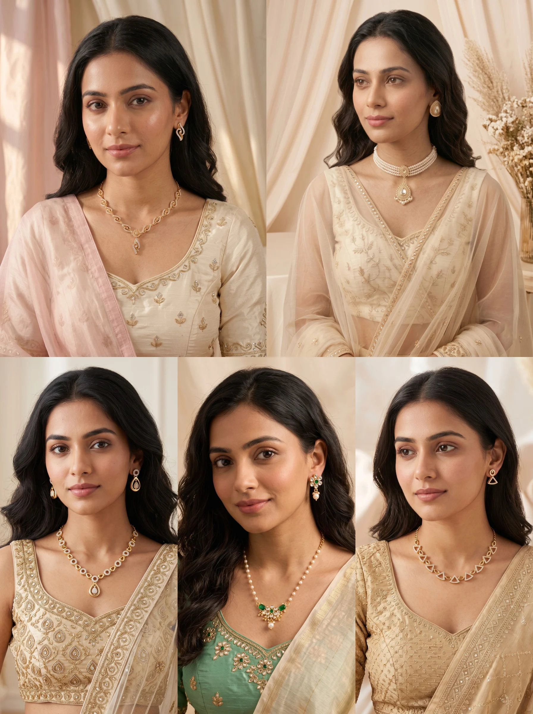 Gold Tone Pearl Emerald Necklace - Image 3
