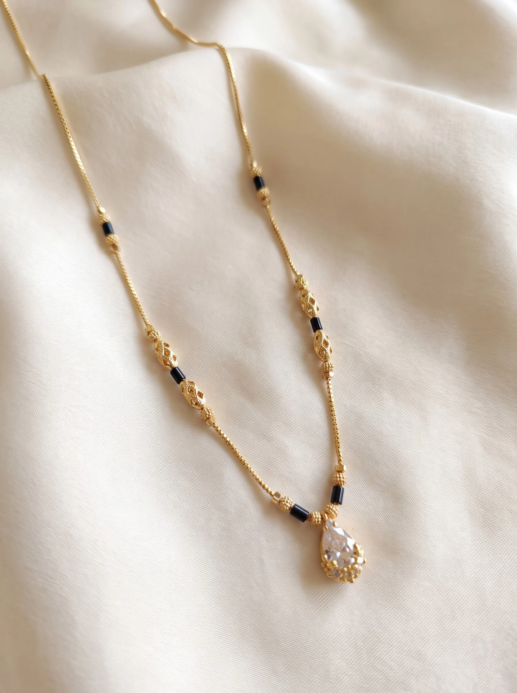 Gold Crystal Teardrop Necklace - Image 2