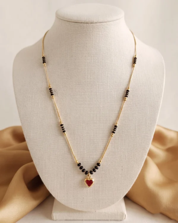 Gold Red Heart Necklace