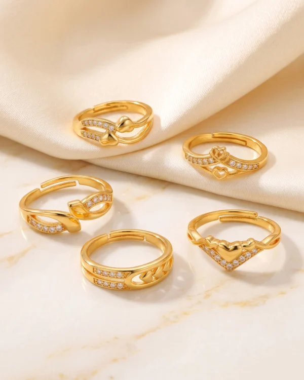 Gold Tone Adjustable Ring Set