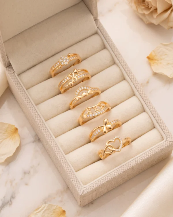 Gold Tone Adjustable Ring Set