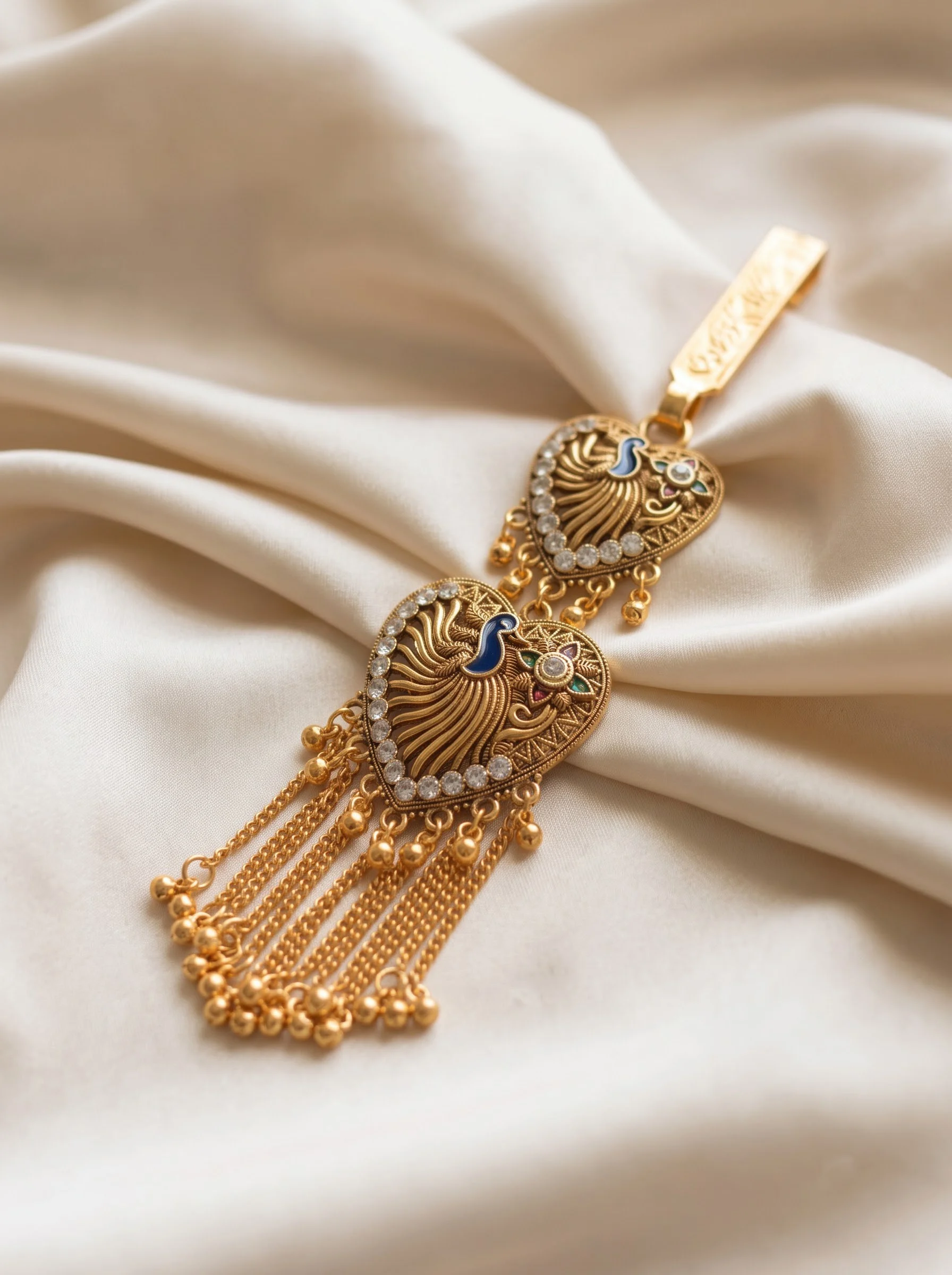 Heart-Shape Peacock Saree Challa - Image 5