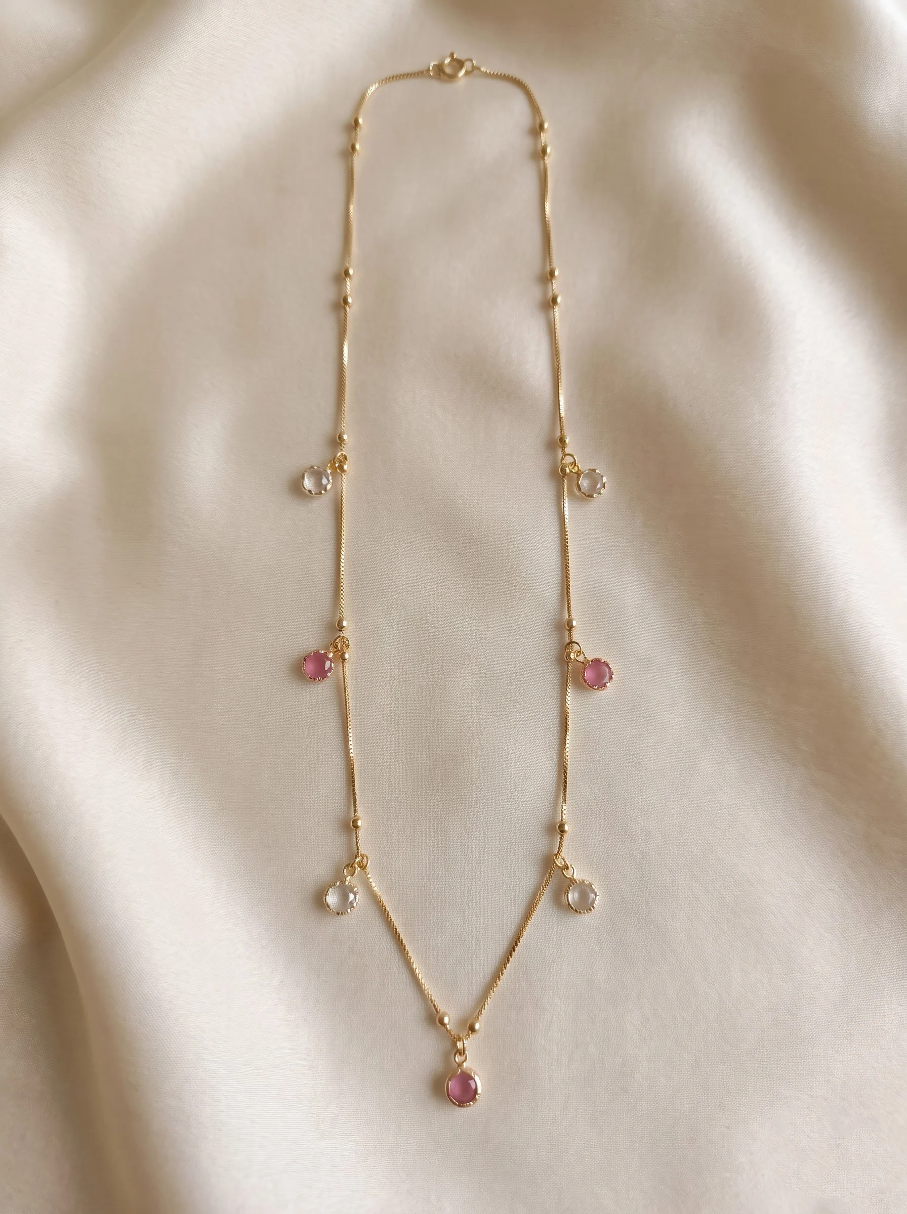 Multi Crystal Gold Necklace - Image 3