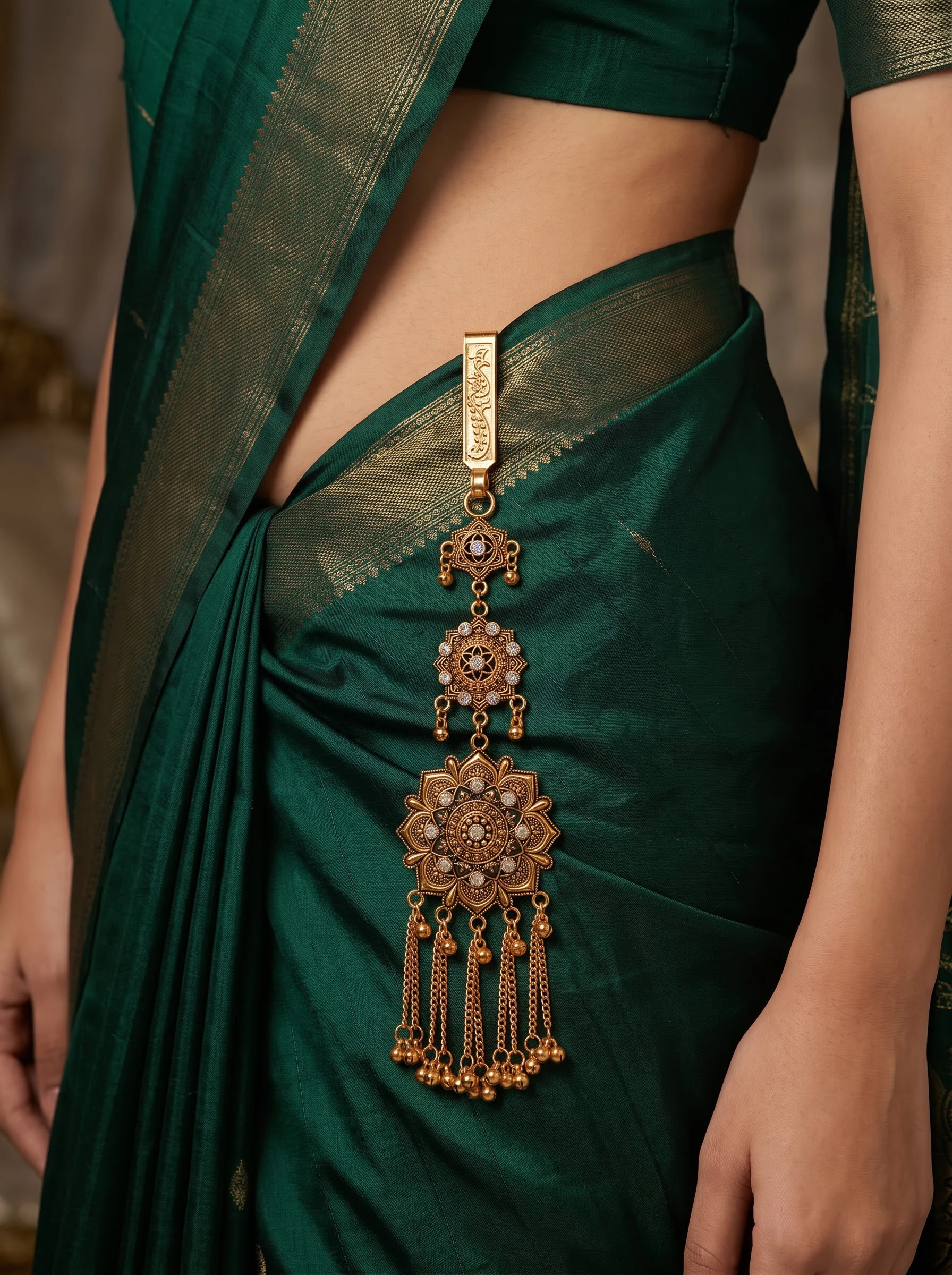 Gold Tone Floral Juda Pin - Image 4